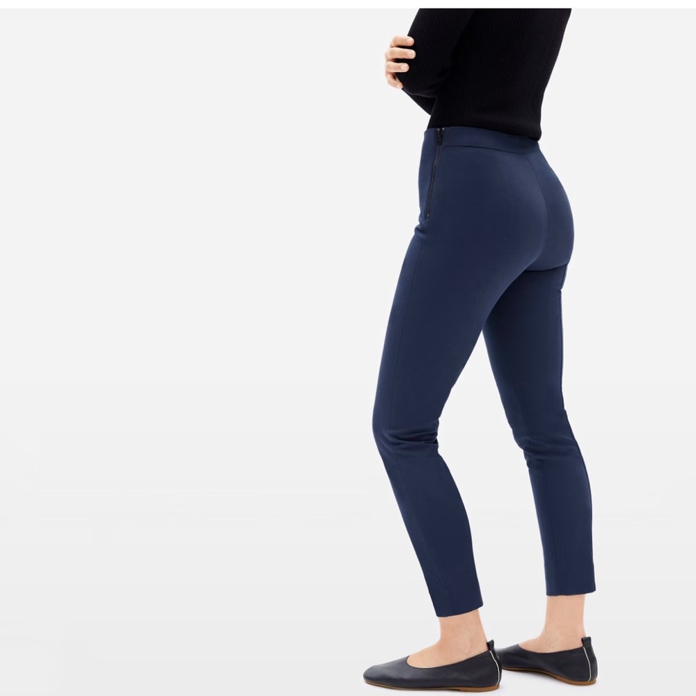 Everlane The Side-Zip Stretch Cotton Work Pant High Waist Slacks, Navy, 8